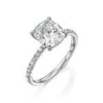 950 Platinum 3ct Cushion Cut Natural Diamond Prongs Engagement Ring - Image 2