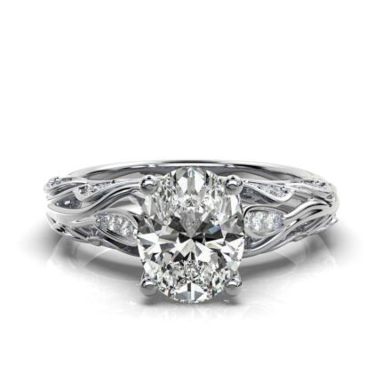 950 Platinum 2ct Oval Natural Diamond Solitaire Engagement Ring