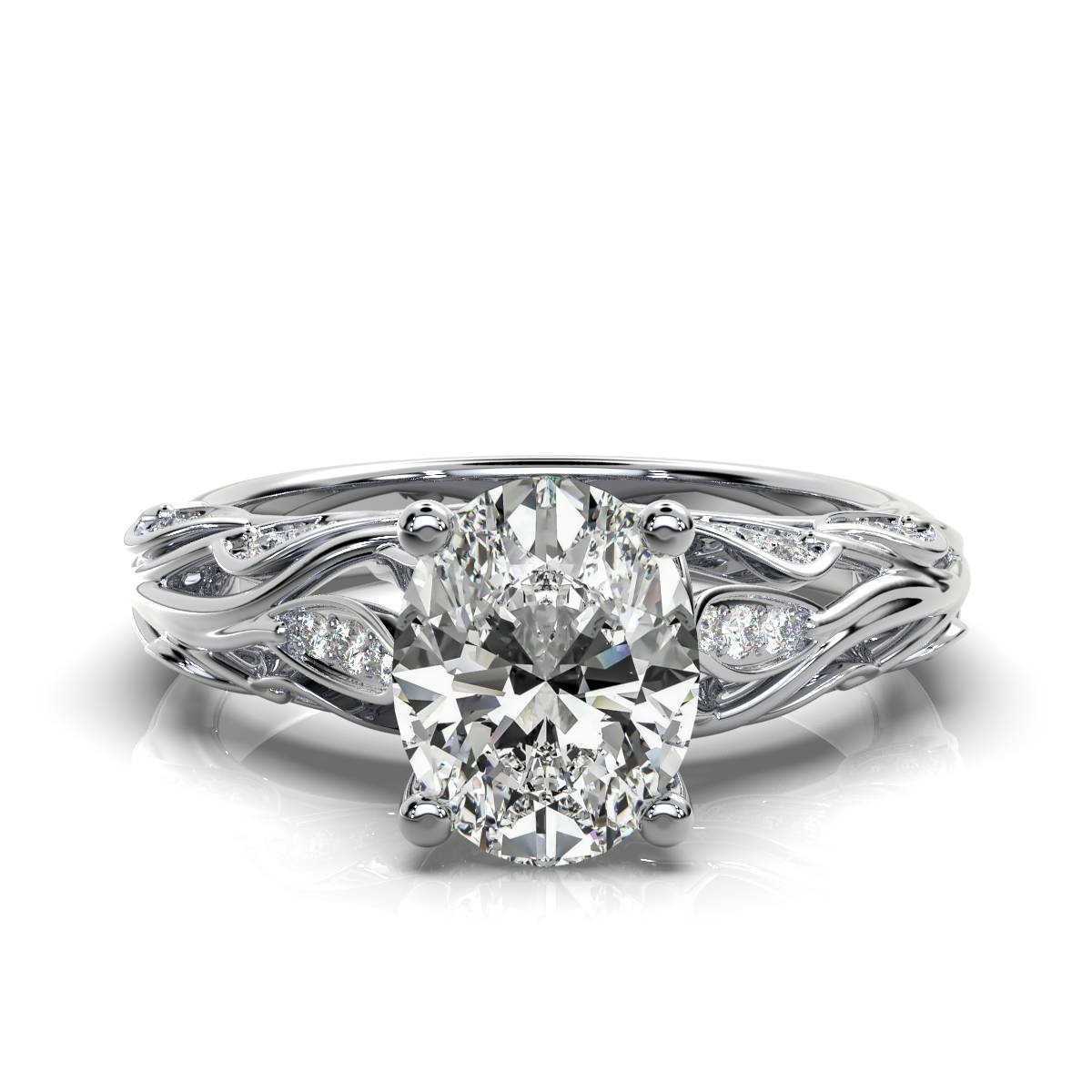 950 Platinum 2ct Oval Natural Diamond Solitaire Engagement Ring