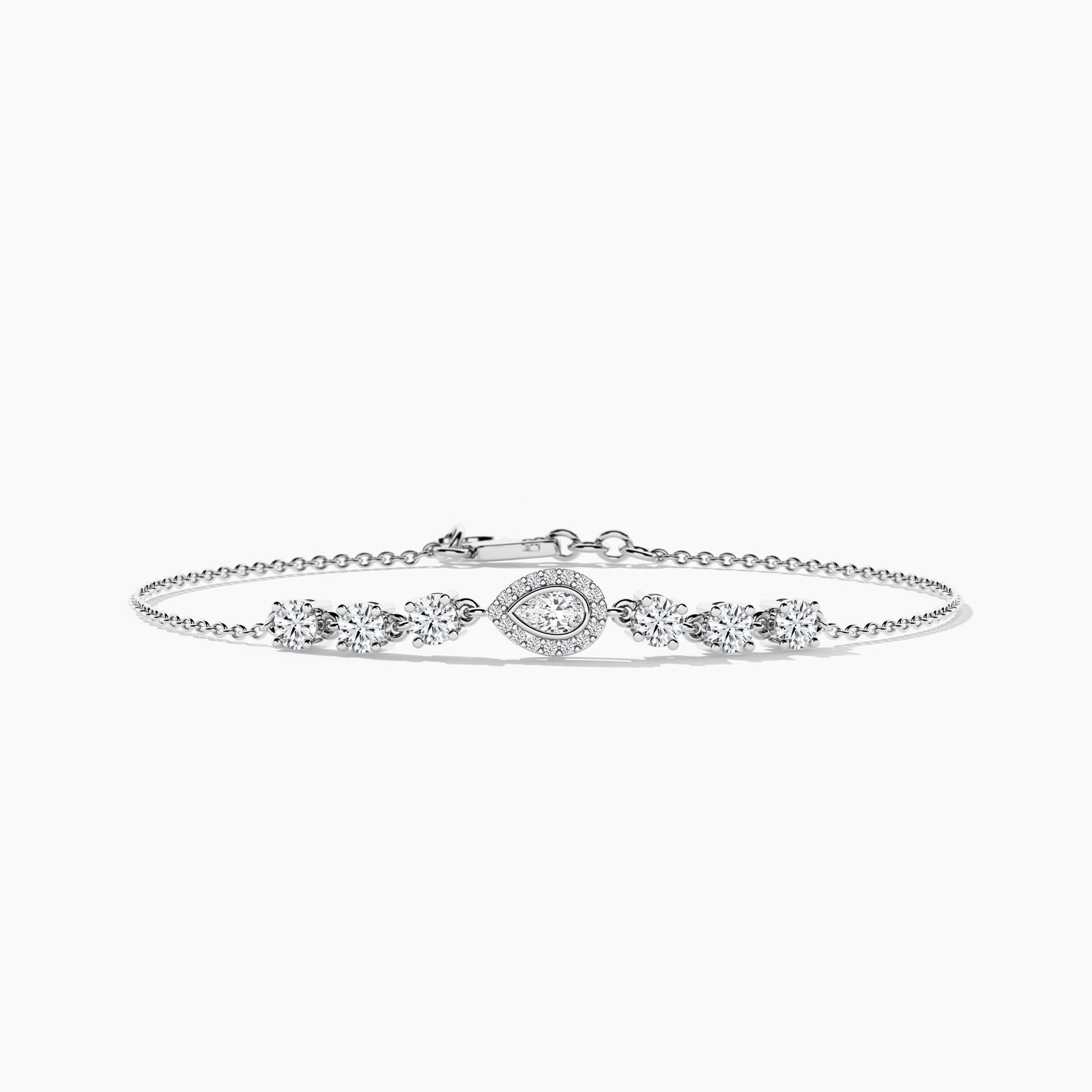 950 Platinum 1.41ct Pear Shaped Lab Diamond Prong Chain Bracelet