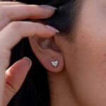 950 Platinum 1ct Heart Shape Moissanite Diamond Earring - Image 3