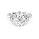 950 Platinum 2.72ct Oval Natural Diamond Three Stone Engagement Ring