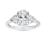 950 Platinum 2.57ct Oval & Trillion Natural Diamond 4-Prong Engagement Ring