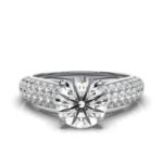 950 Platinum 2ct Super Cut Natural Diamond Pave Engagement Ring