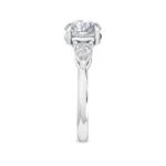 950 Platinum 2.57ct Pear & Round Cut Natural Diamond Side Stone Engagement Ring - Image 3