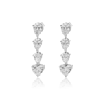 950 Platinum Pear And Heart Lab Diamond Waterfall Earring