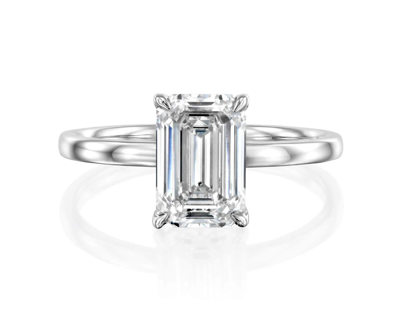 950 Platinum 4.01ct Emerald Cut Natural Diamond Prongs Engagement Ring