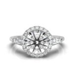 950 Platinum 2ct Round Natural Diamond Halo Engagement Ring