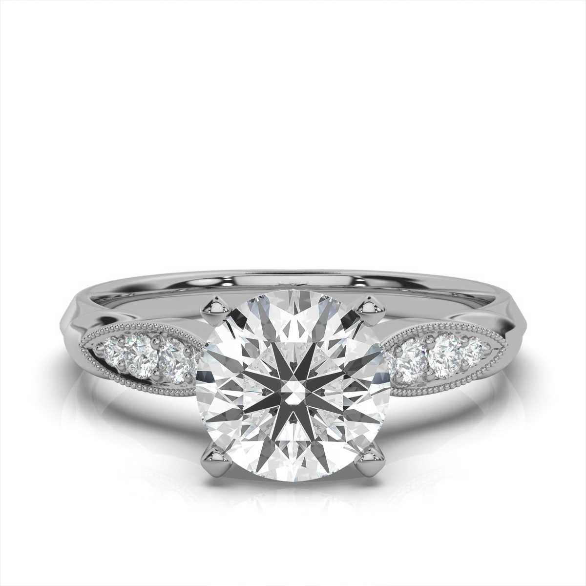 950 Platinum 2.1ct Round Natural Diamond Prong Engagement Ring