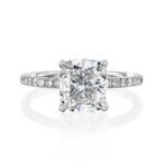 950 Platinum 3ct Cushion Cut Natural Diamond Prongs Engagement Ring
