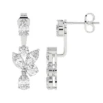 950 Platinum 2.76ct Pear Marquise Moissanite Diamond Ear Climbers - Image 2