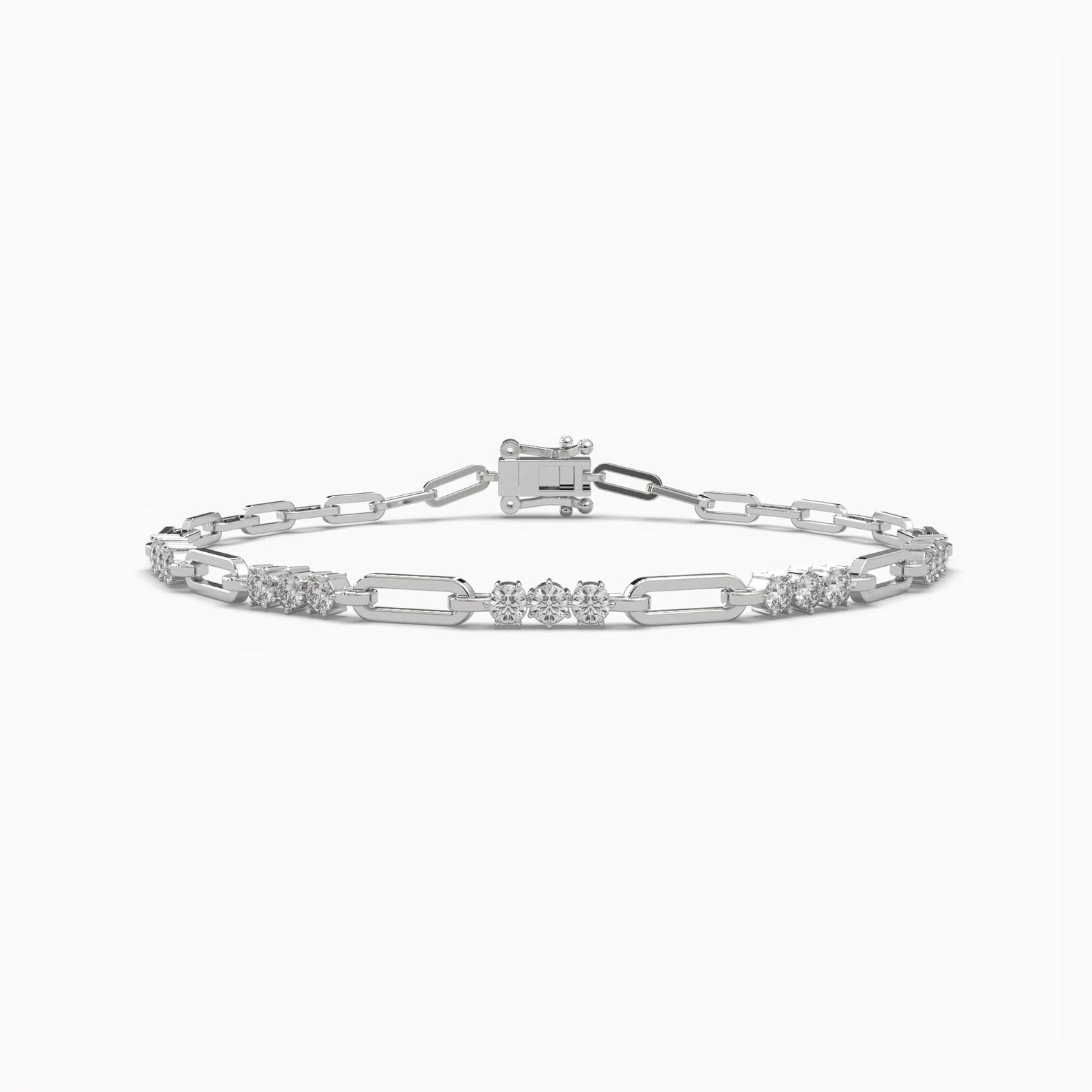 950 Platinum 1.2ct Lab Diamond Paper Clip Link Bracelet