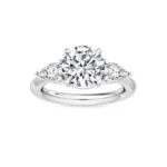 950 Platinum 2.57ct Pear & Round Cut Natural Diamond Side Stone Engagement Ring