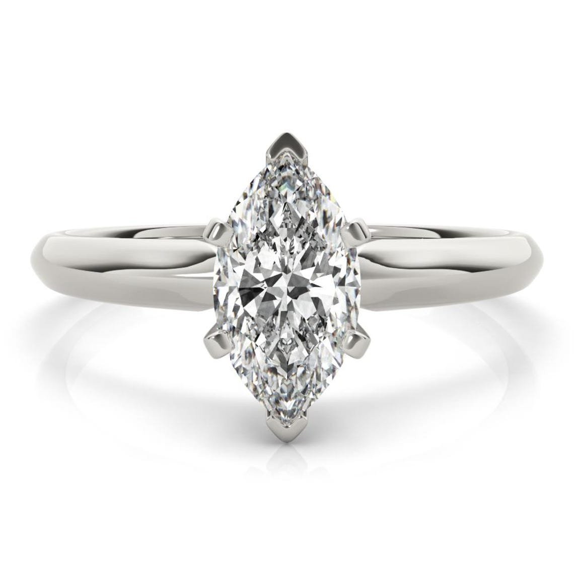 950 Platinum 1ct Marquise-Cut Lab Diamond Classic 6-Prong Solitaire Setting Engagement Ring