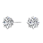 950 Platinum 2ct Round Moissanite Diamond Prong Stud Earrings - Image 2