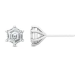 950 Platinum 1.00ct Hexagon Moissanite Diamond Solitaire Studs
