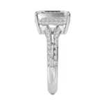 950 Platinum 3.09Ct Emerald Cut Natural Diamond Prong and Pav Engagement Ring - Image 3