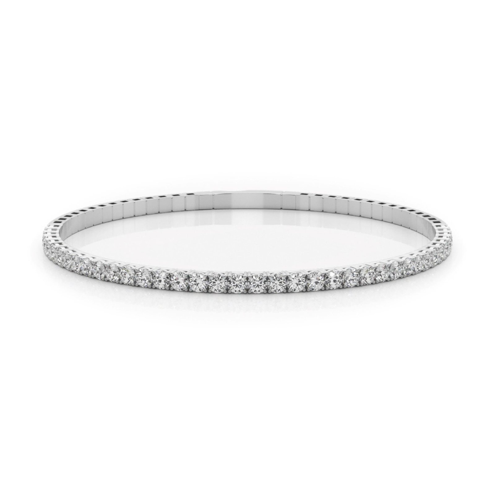 400548_46b9ad8e081f402d8e2fbf2b2f0e8d8dmv2.jpg 950 Platinum 1.00ct Round Brilliant Lab Diamond Flexi Half Bangle - Image 1