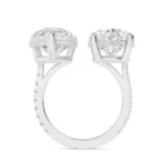 950 Platinum 10.43ct Double Pear Lab Diamond Prong Toi Et Moi Engagement Ring - Image 2