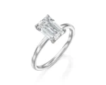 950 Platinum 2ct Emerald Cut Moissanite Diamond Solitaire Engagement Ring - Image 6
