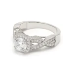 950 Platinum 1.52ct Round Lab Diamond Pav Engagement Ring - Image 3
