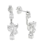 950 Platinum 2.76ct Pear Marquise Moissanite Diamond Ear Climbers