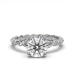 950 Platinum 2ct Round Natural Diamond Split Shank Engagement Ring