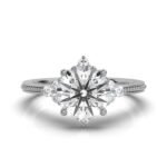 950 Platinum 2.2ct Round Natural Diamond Prong Halo Engagement Ring