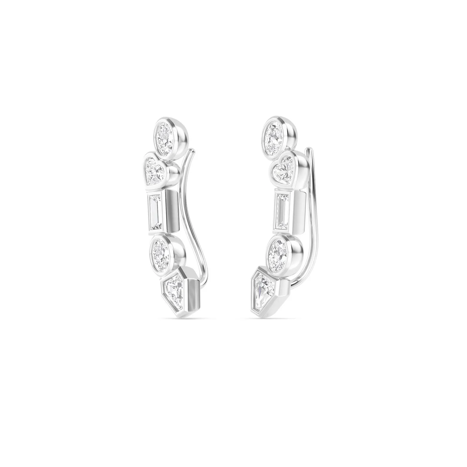 400548_51c1154400b84c4da086ad5936f1799dmv2.webp 950 Platinum 1.41ct Multi Shape Lab Diamond Ear Climbers - Image 1