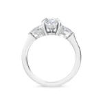 950 Platinum 2.57ct Oval & Trillion Natural Diamond 4-Prong Engagement Ring - Image 2