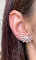 950 Platinum 1.14ct Moissanite Diamond Arrow Ear Climber - Image 2