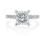 950 Platinum 2.5ct Princess Cut Lab Diamond Pave Engagement Ring
