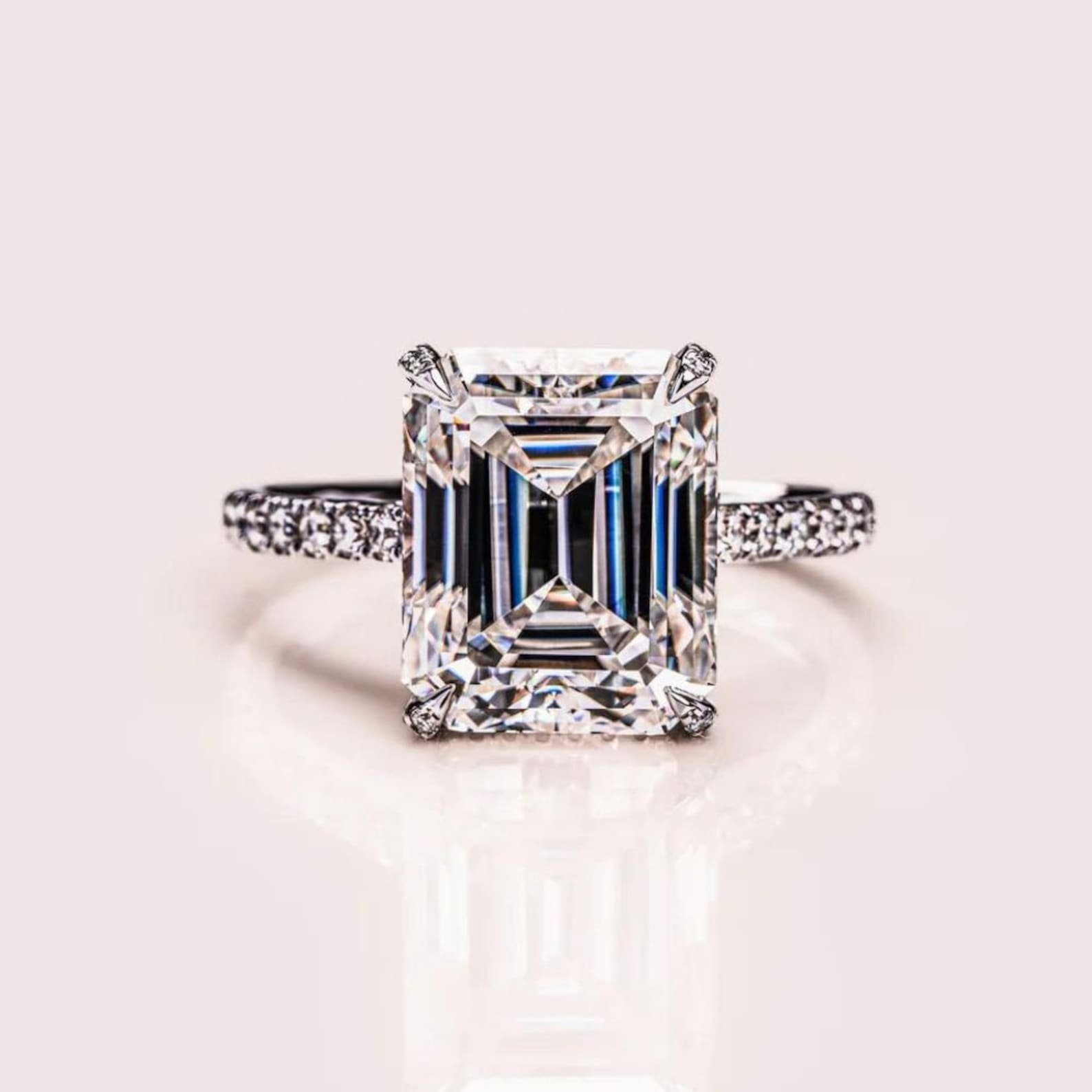 400548_602ae999f86e46ecbacbcf001fc36576mv2.jpg 950 Platinum 2.50ct Emerald Cut Natural Diamond Halo Style Engagement Ring - Image 1