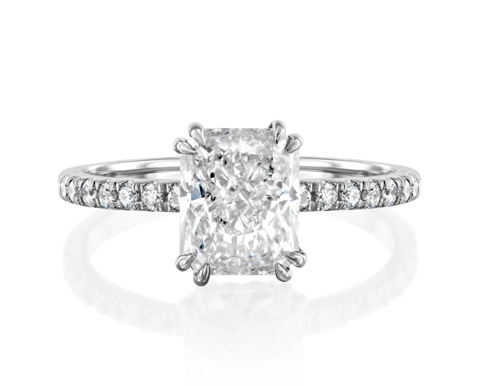 950 Platinum 3.25ct Radiant Natural Diamond Prongs Engagement Ring