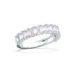 950 Platinum 2.5ct Emerald Lab Diamond Half Eternity Wedding Band - Image 3