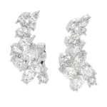 950 Platinum 3.87ct Mixed Moissanite Diamond Fancy Ear Climbers