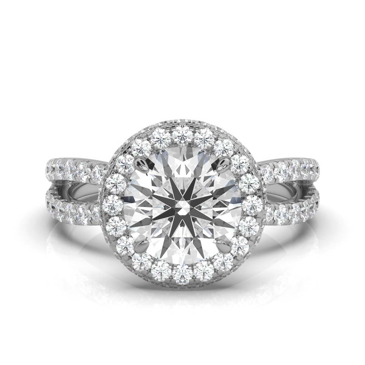 950 Platinum 2ct Super Cut Natural Diamond Micro Prong Engagement Ring
