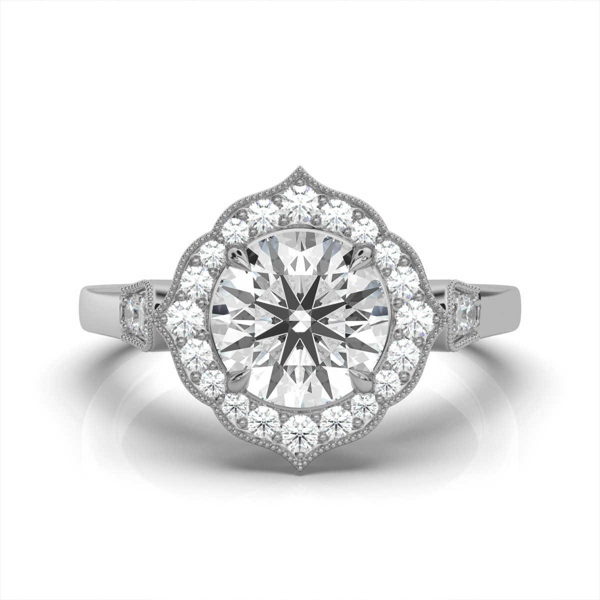 950 Platinum 2.3ct Round Natural Diamond Halo Engagement Ring