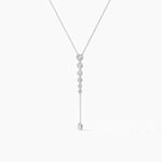 950 Platinum 1.50ct Cushion Round Natural Diamond Lariat Necklace