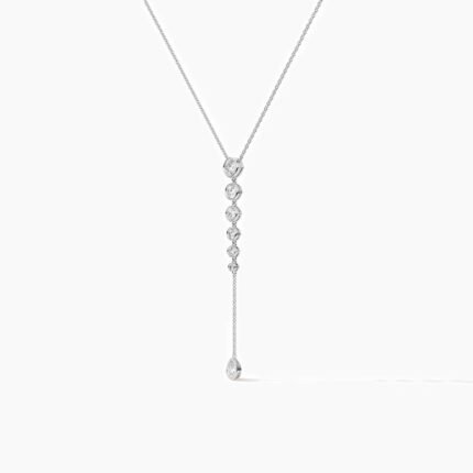 950 Platinum 1.50ct Cushion Round Natural Diamond Lariat Necklace