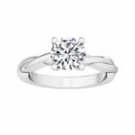 950 Platinum 1ct Round Natural Diamond 4-Prong Engagement Ring