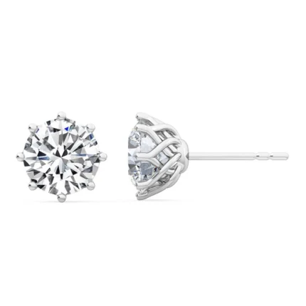 950 Platinum 2ct Round Moissanite Diamond Prong Stud Earrings