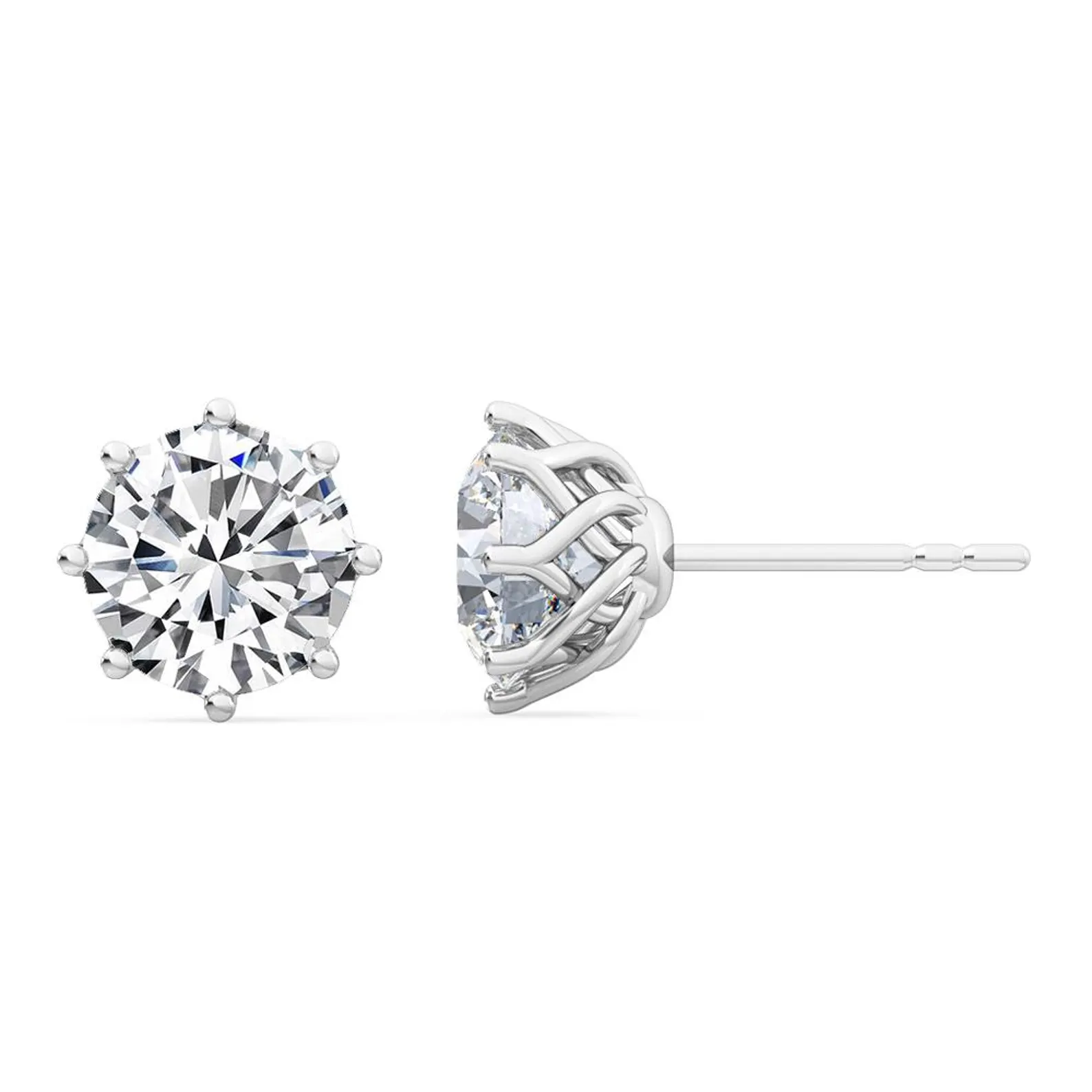 950 Platinum 2ct Round Moissanite Diamond Prong Stud Earrings