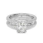 950 Platinum 2.14ct Oval Natural Diamond Solitaire & Pave Engagement Ring