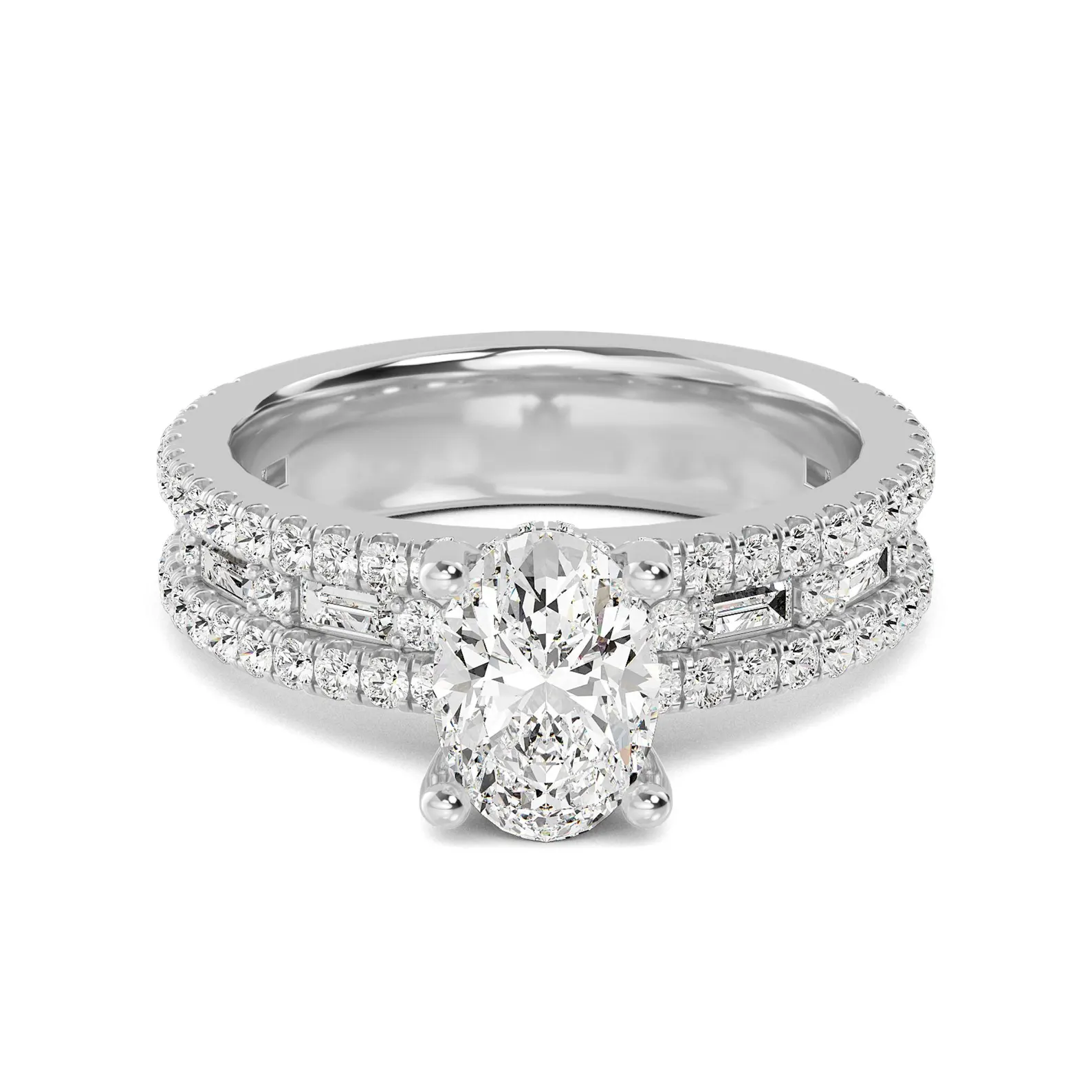 950 Platinum 2.14ct Oval Natural Diamond Solitaire & Pave Engagement Ring