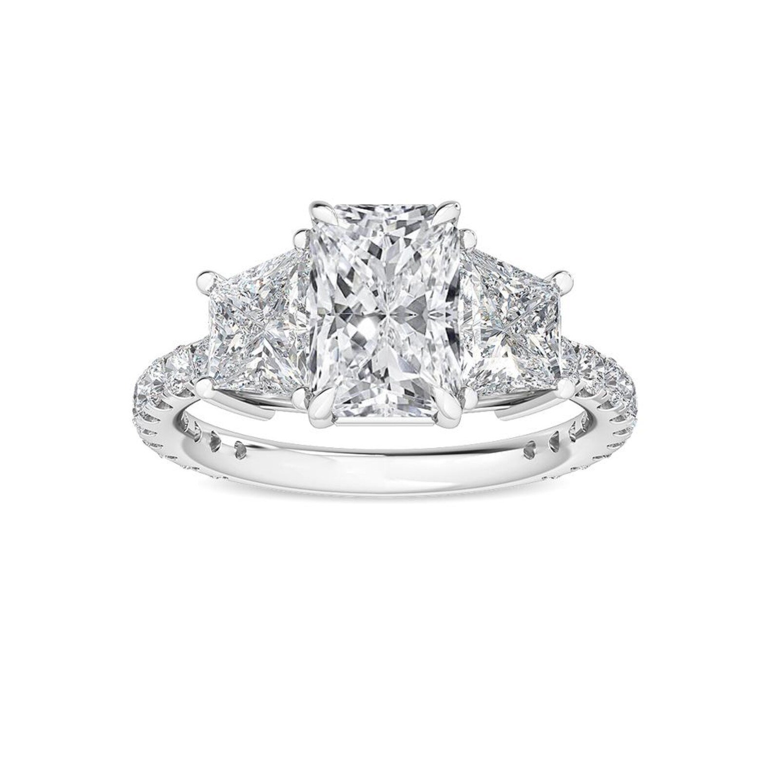 950 Platinum 2.75ct Radiant Cut Natural Diamond Engagement Ring