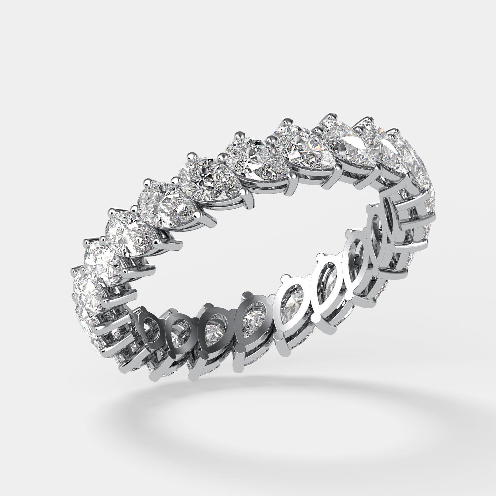 950 Platinum 2.75ct Pear Lab Diamond Prong Wedding Eternity Band