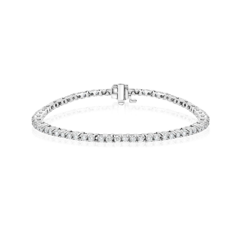 950 Platinum 2.00ct Natural Diamond 4-Prong Tennis Bracelet