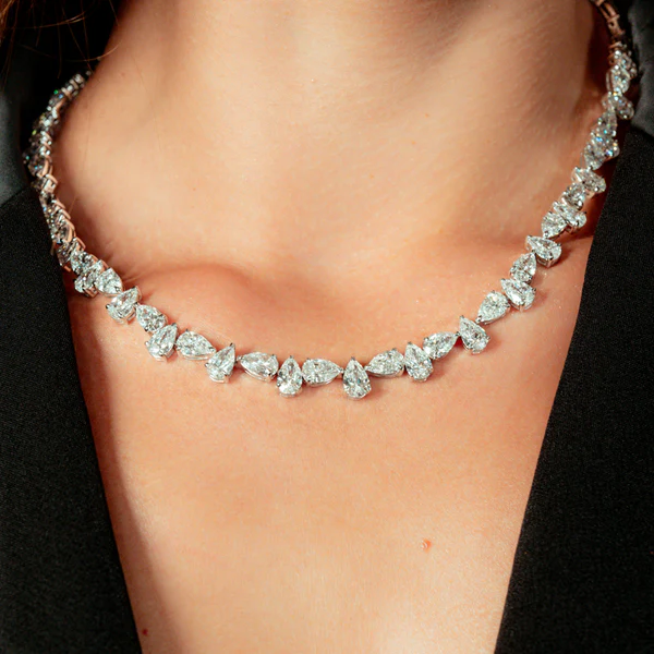 950 Platinum 45.95ct Pear Lab Diamond Statement Necklace
