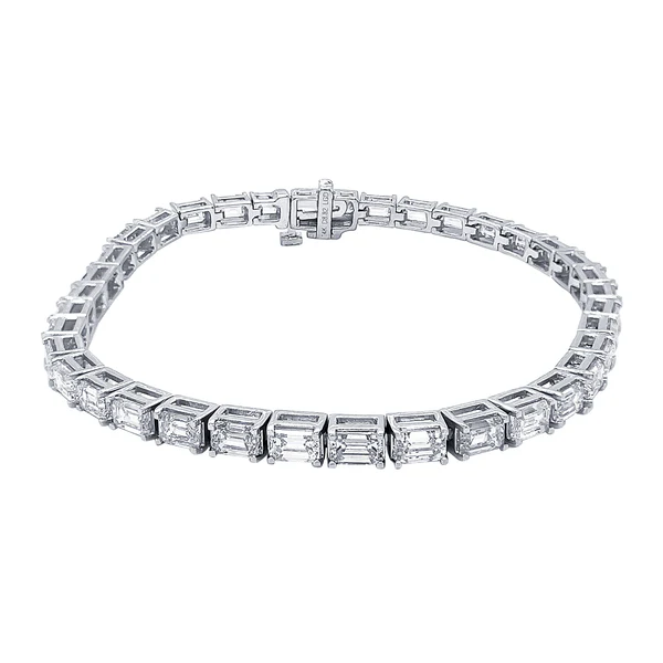950 Platinum 11.08ct Emerald Cut Lab Diamond Tennis Bracelet